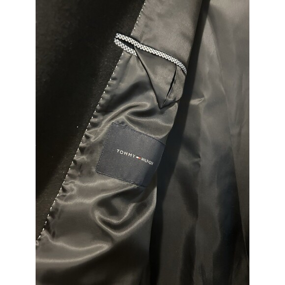 Tommy Hilfiger Coat Mens 44 Regular Black Wool Blend Overcoat 3 Button Lined - Picture 2 of 6